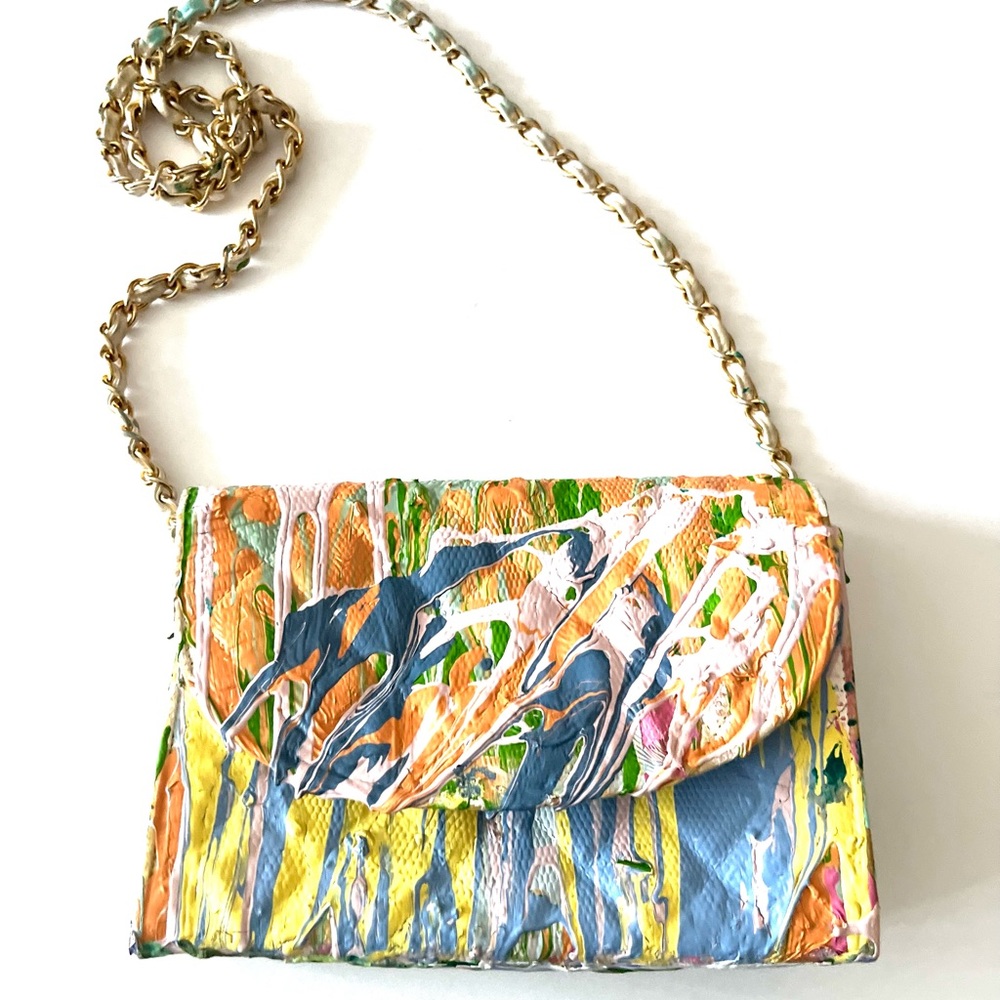 Hand-Dripped Painted Authentic Chanel Bag – One-of-a-Kind Art Collector Piece Sm
